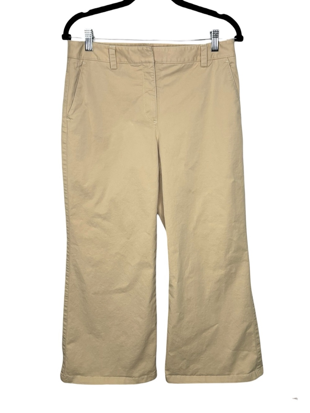 TWP Women’s Wide Leg Cropped Khaki Pants Size 6 Quiet Luxury Office Cotton Blend